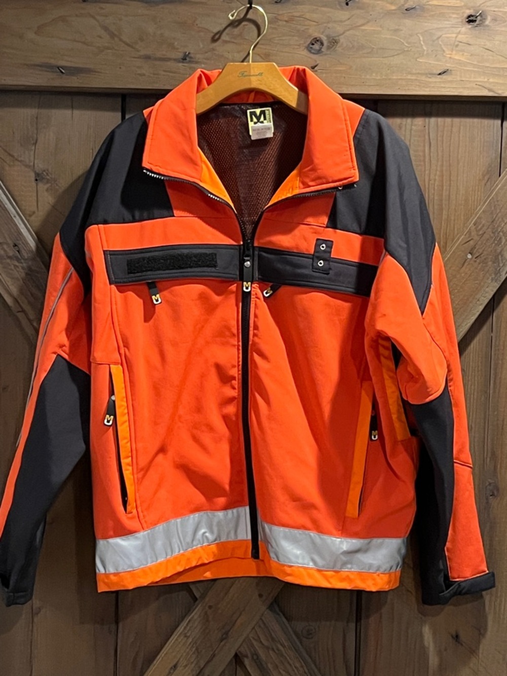 Mountain uniforms High-Vis Orange Black Mens Safety Vented Heavy Duty Jacket LRG